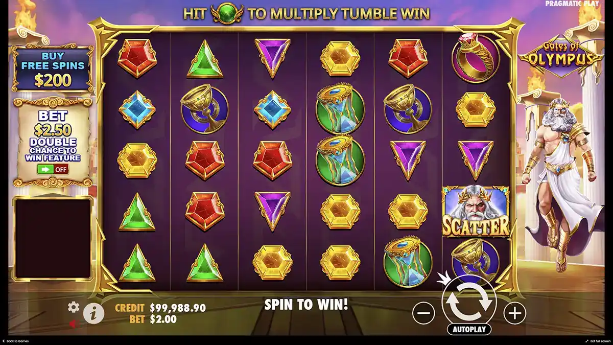 Fonctionnalités de la machine à sous Gates of Olympus